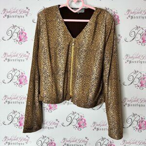 A&k designs jacket zip up sequin sparkly cheetah 🐆 Leopard Print blazer Top